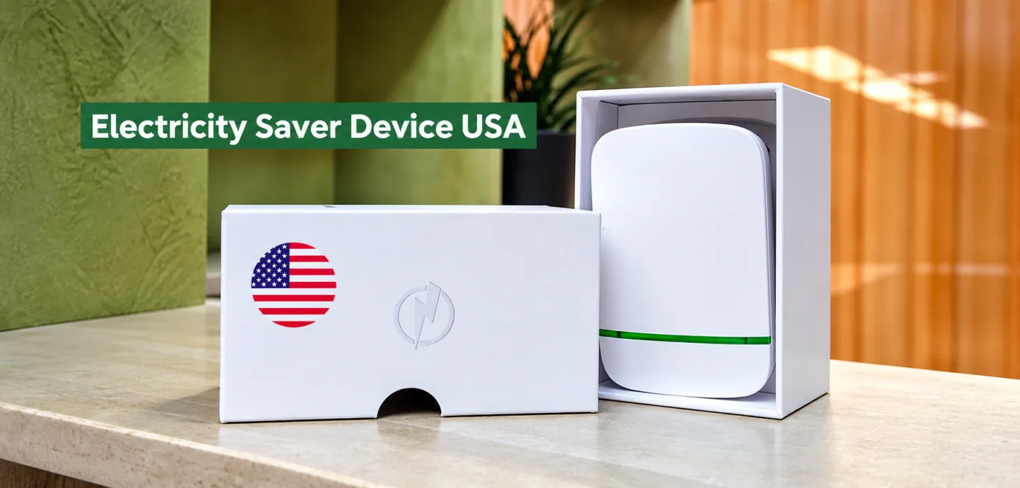 EcoWatt Power Saver product box labeled Electricity Saver Device USA